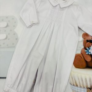 Sarah Louise smocked romper white 010845
