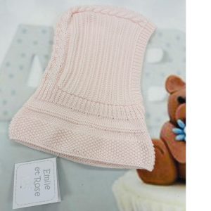 Emile Et Rose true knit balaclava with cable design 4739 pink