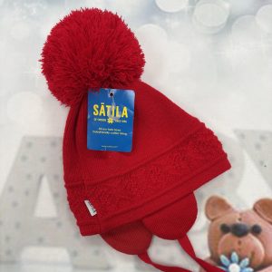 Satila Malva red pom hat