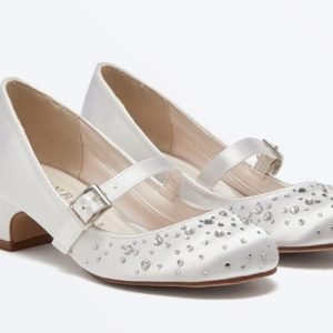 Rainbow Club Cherry White Sparkly Communion Bar Shoes