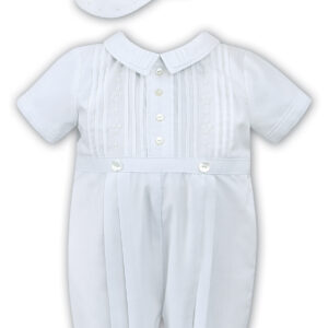Sarah Louise White Romper + Cap - 011442