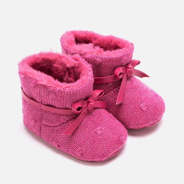 Mayoral raspberry knit booties for newborn girl - 9218