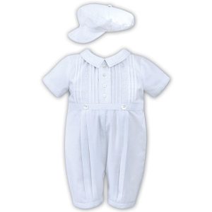 Sarah Louise White Romper + Cap -  011442