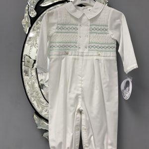 Sarah Louise Ivory/Mint Romper - 012480