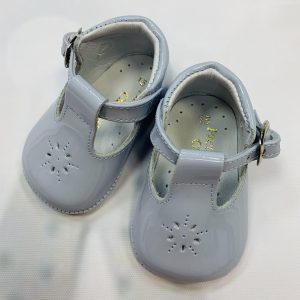 Pretty Originals pale blue patent T bar soft sole 3163