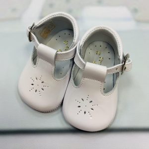 Pretty Originals white patent T bar soft sole 3163