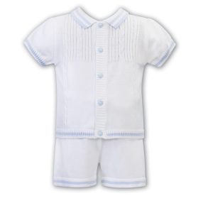 Dani by Sarah Louise Two Piece Set in White/Blue - D09611