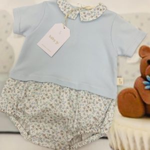 Baby Gi pale blue romper with collar BG49C