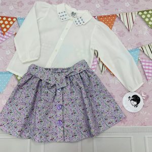 Sarah Louise ivory and lilac floral skirt set 012839