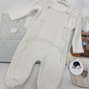 Sarah Louise ivory two piece knitted dungaree set 008172