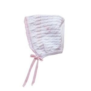 Pretty Originals white and pink knitted bonnet JPR2350E