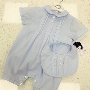Sarah Louise blue romper and bib 012875