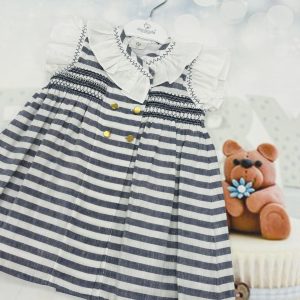 Deolinda striped riviera dress with gold buttons DBV23411