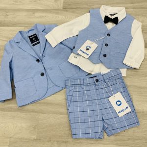 Mayoral linen blue suit set 1417 / 1371 / 1115 / 1284