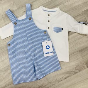 Mayoral long sleeve tshirt and linen dungaree set 1634 / 1030