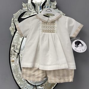 Sarah Louise beige two piece smock set 012939