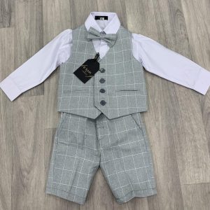 pale grey check 4 piece suit