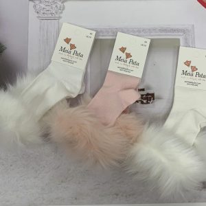 Meia Pata knee socks with fur trim (ivory) 1151