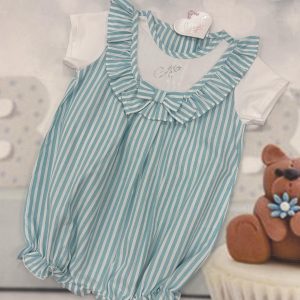 Little-A Stripe romper with attached jersey top - LA203 Kendal