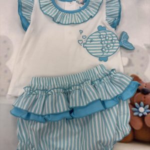 Little-A Jam pant set with Little Fish t-shirt featuring 3D tail and stripe - (khloe)