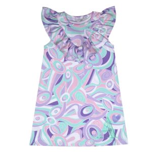 A Dee Popping pastel print dress with poly v frill detail - 3709 Natasha