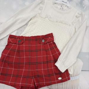 Miranda Blouse & Shorts Set - 0229 Beige/Red
