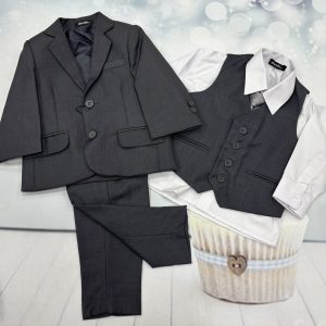 Vivaki grey slim fit suit dark grey