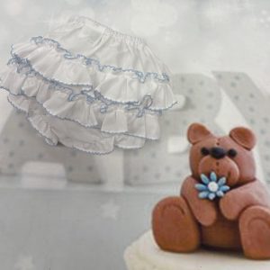 Sarah Louise frilly panties - 003762(white trimmed in blue)