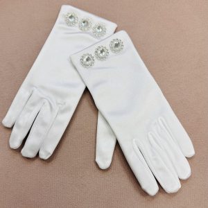 Holy communion gloves white satin (817)