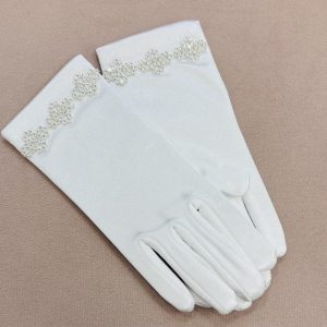 Holy communion gloves white satin (777)