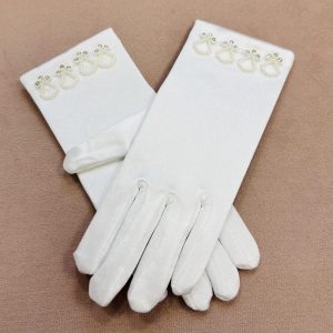 Holy communion gloves white satin (805)
