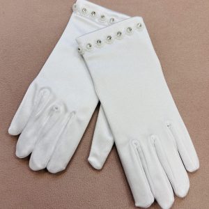 Holy communion gloves white satin (793)
