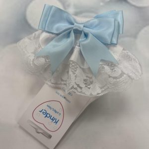 kinder boutique ankle sock with lace trim and bow